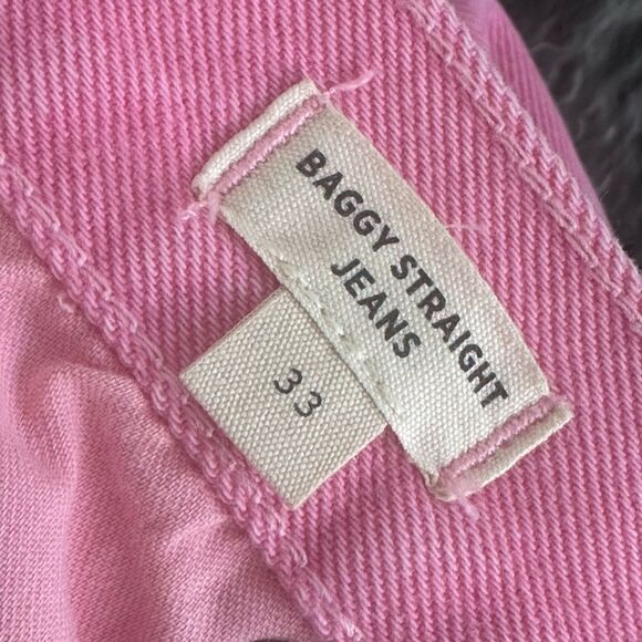 Madewell Barbie Pink Baggy Straight Jeans Garment-Dyed Edition 33 - Picture 7 of 9